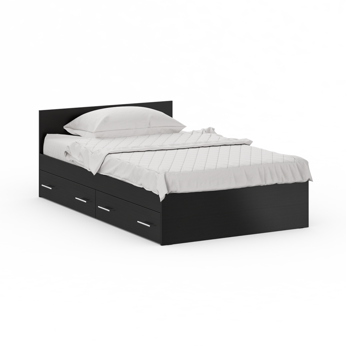 Стандарт Кровать с ящиками 1200, цвет венге, ШхГхВ 123,5х203,5х70 см., сп.м. 1200х2000 мм., без матраса, основание есть