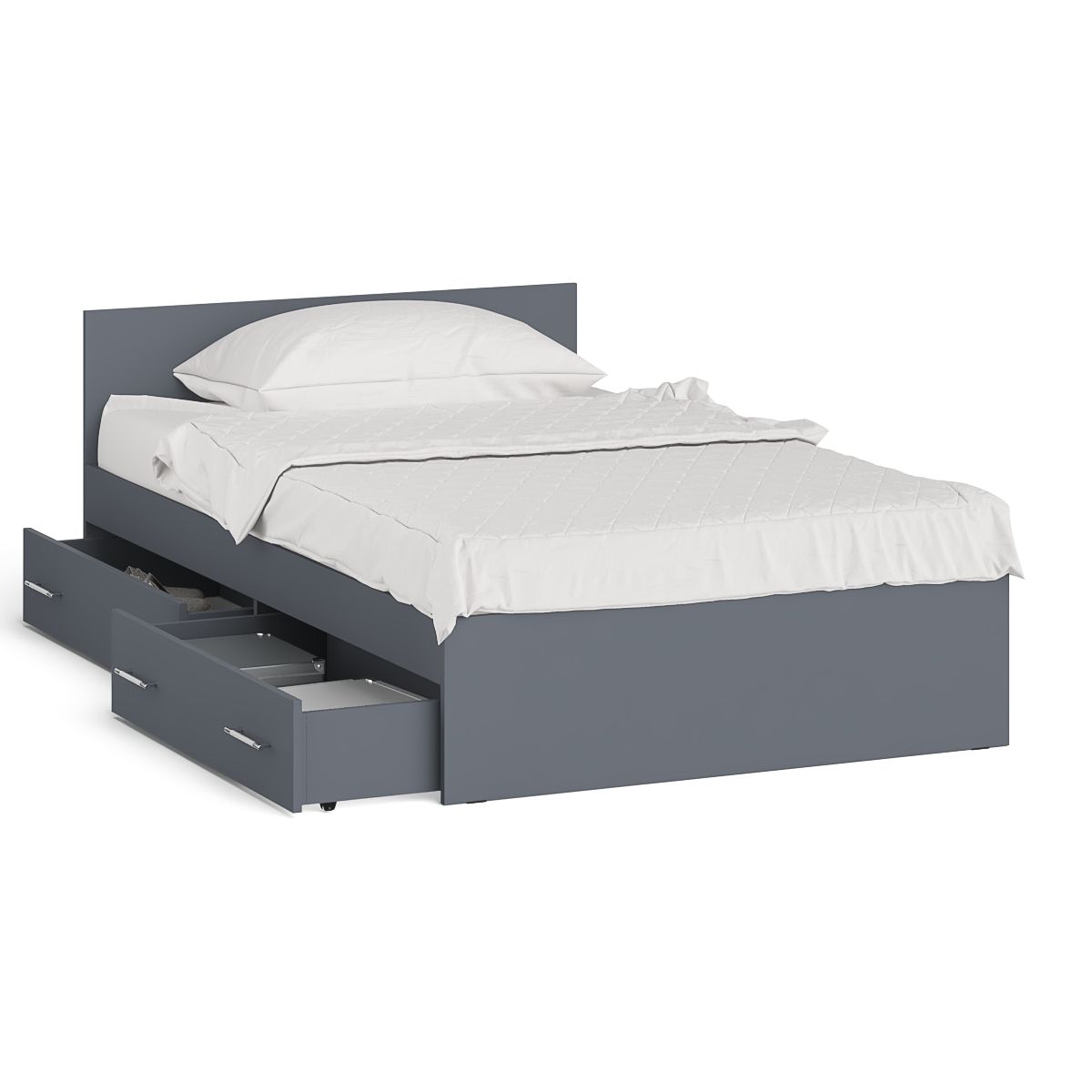 Мори Кровать с ящиками 1200, цвет графит, ШхГхВ 123,5х203,5х70 см., сп.м. 1200х2000 мм., без матраса, основание есть